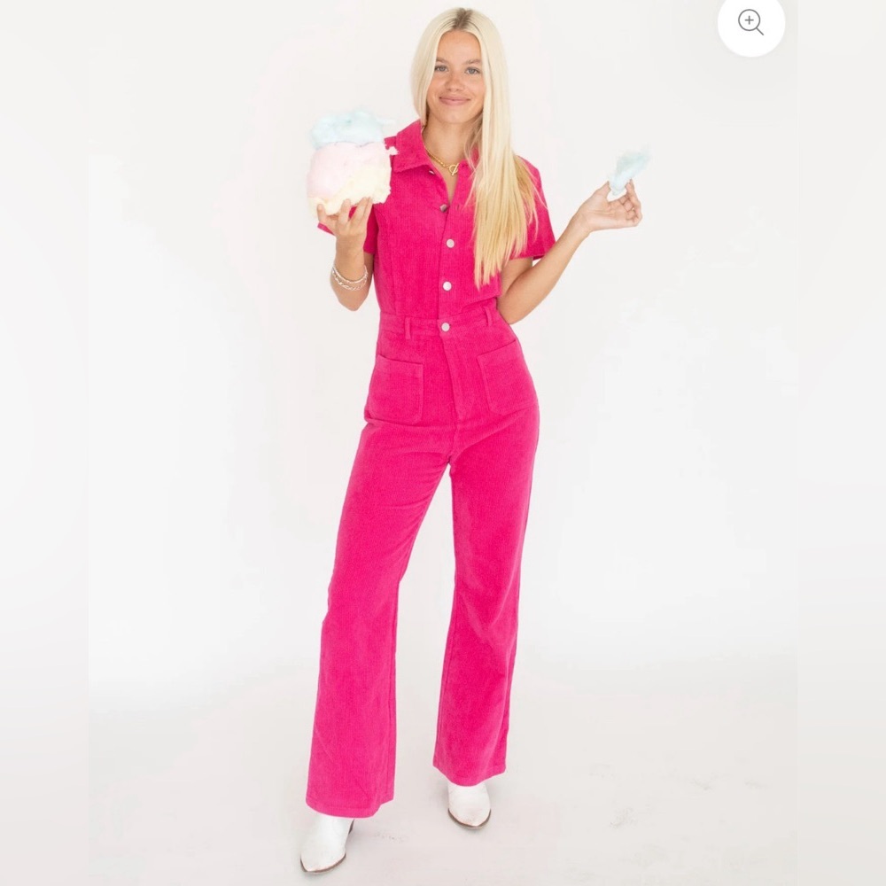 Pink Corduroy Jumpsuit